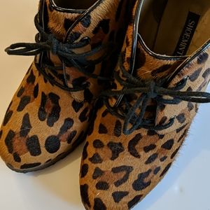 Cheetah wedge booties